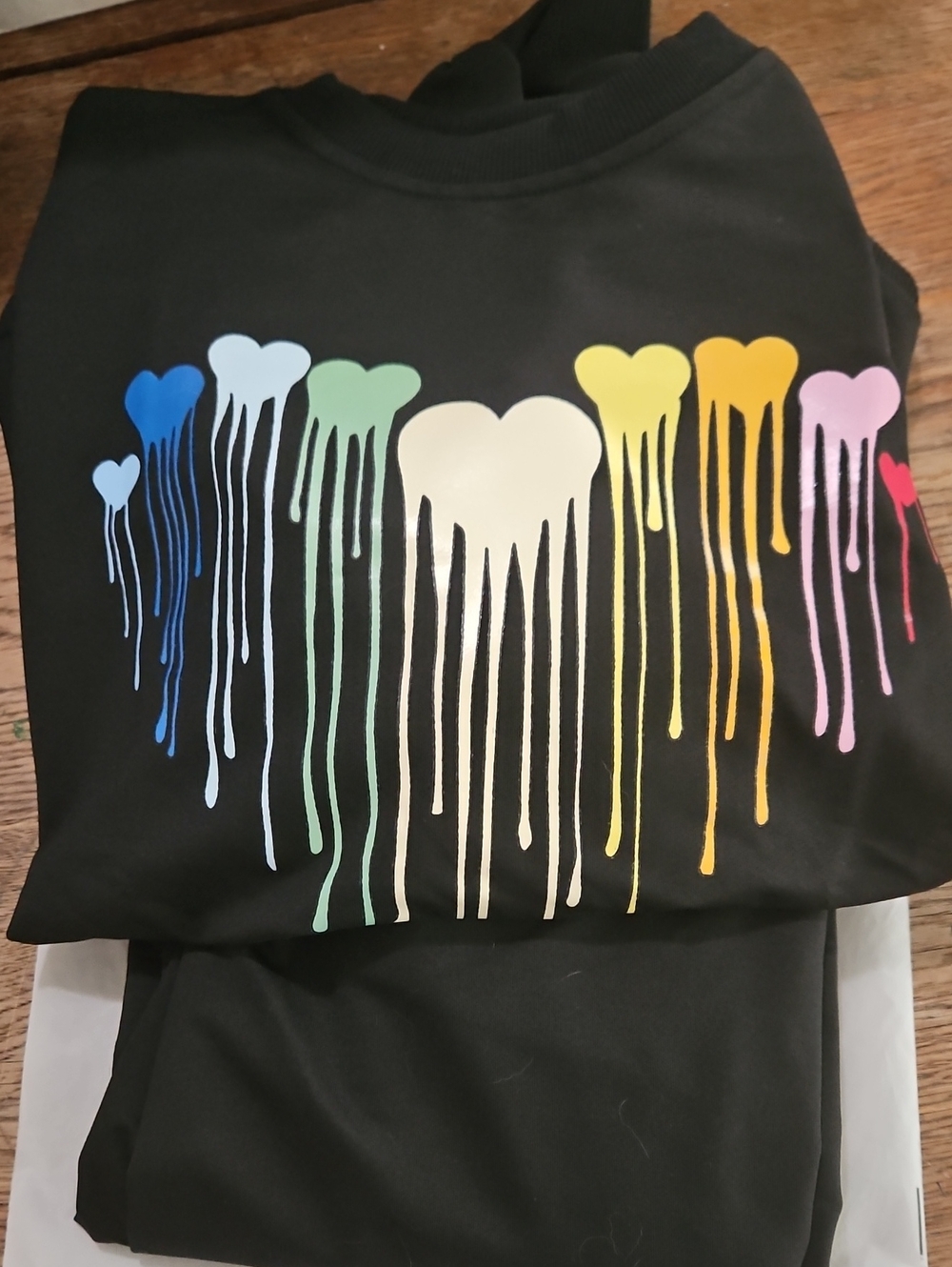 Kids Black Dripping Heart Graphic Sweatshirt - Multicolor Hearts